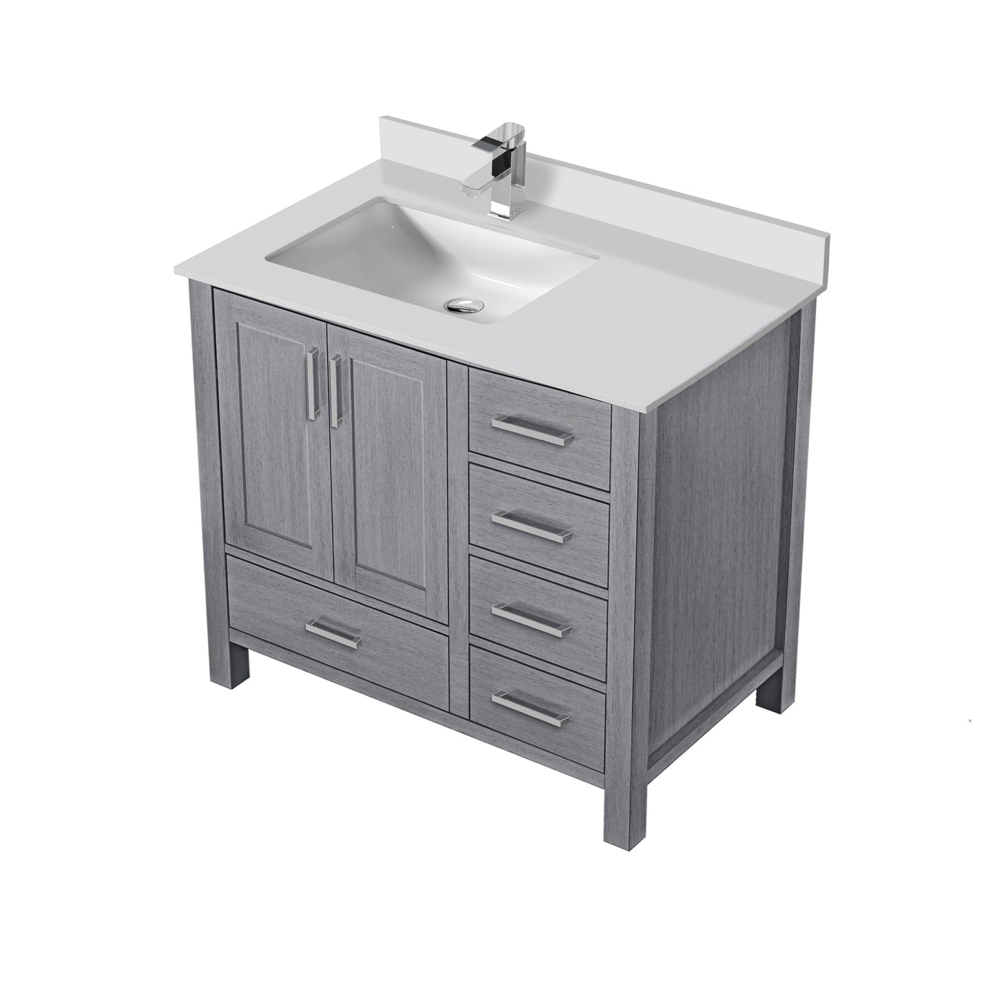 Lexora Jacques 36" Distressed Grey Left-Offset Bathroom Vanity