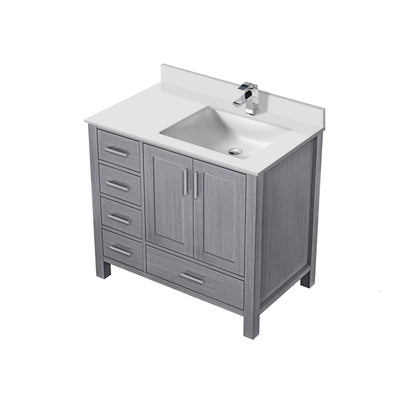 Jacques 36 in. W x 22 in. D Right Offset Distressed Grey Bath Vanity