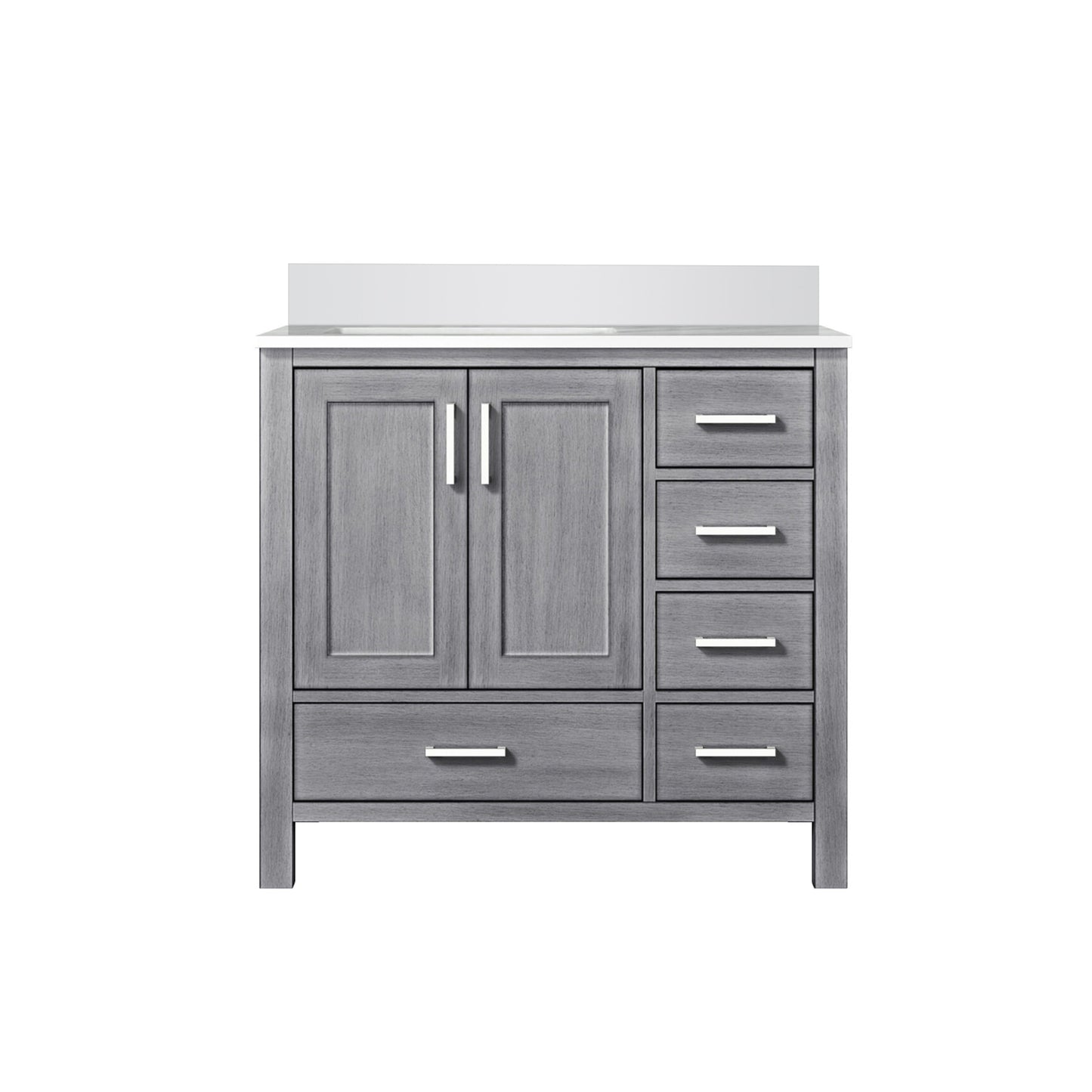 Lexora Jacques 36" Distressed Grey Left-Offset Bathroom Vanity