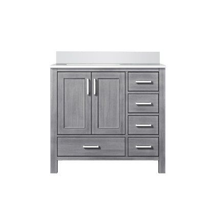 Lexora Jacques 36" Distressed Grey Left-Offset Bathroom Vanity