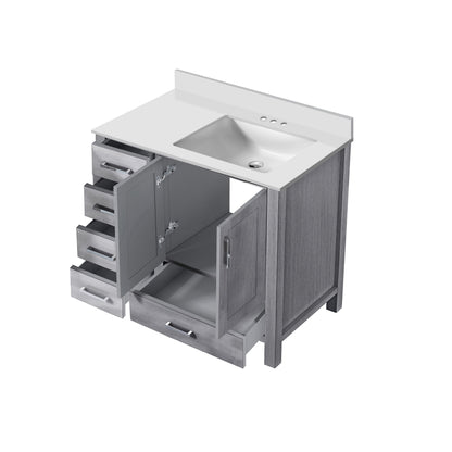 Jacques 36 in. W x 22 in. D Right Offset Distressed Grey Bath Vanity