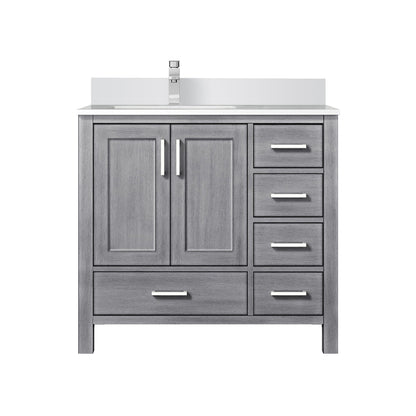 Lexora Jacques 36" Distressed Grey Left-Offset Bathroom Vanity