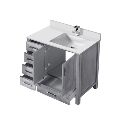 Jacques 36 in. W x 22 in. D Right Offset Distressed Grey Bath Vanity