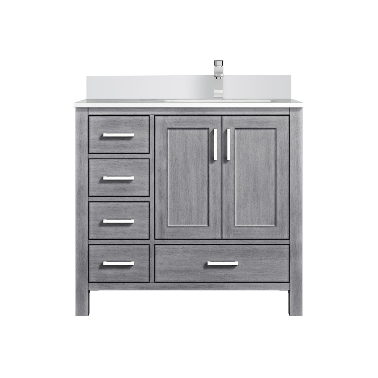 Jacques 36 in. W x 22 in. D Right Offset Distressed Grey Bath Vanity