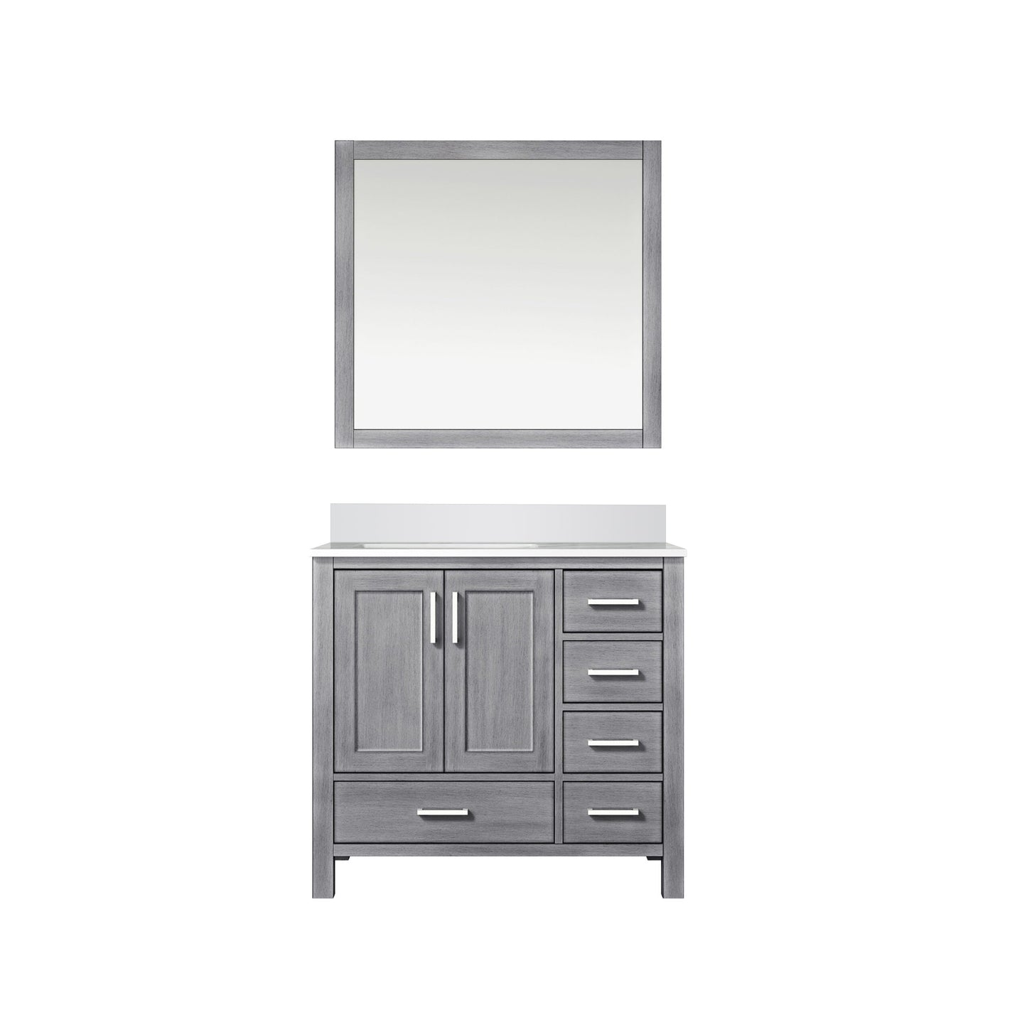 Lexora Jacques 36" Distressed Grey Left-Offset Bathroom Vanity