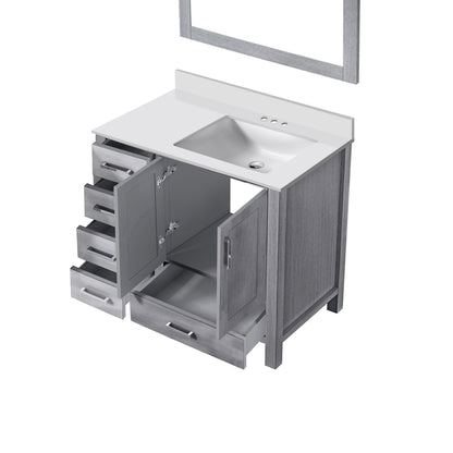 Jacques 36 in. W x 22 in. D Right Offset Distressed Grey Bath Vanity