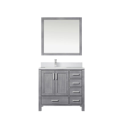 Lexora Jacques 36" Distressed Grey Left-Offset Bathroom Vanity