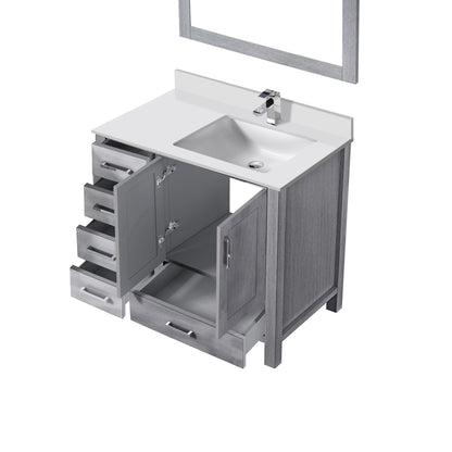 Jacques 36 in. W x 22 in. D Right Offset Distressed Grey Bath Vanity