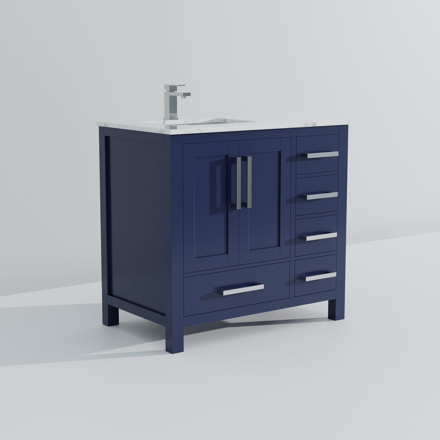 Lexora Jacques 36" Navy Blue Left-Offset Bathroom Vanity