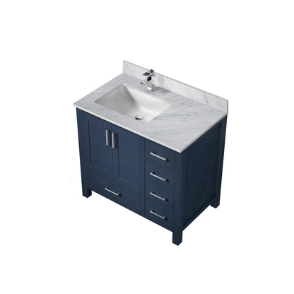 Lexora Jacques 36" Navy Blue Left-Offset Bathroom Vanity