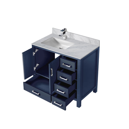 Lexora Jacques 36" Navy Blue Left-Offset Bathroom Vanity