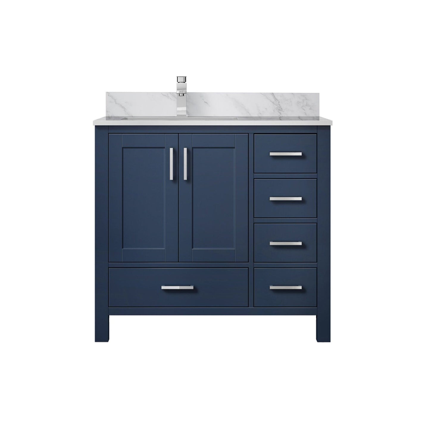 Lexora Jacques 36" Navy Blue Left-Offset Bathroom Vanity