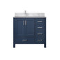 Lexora Jacques 36" Navy Blue Left-Offset Bathroom Vanity