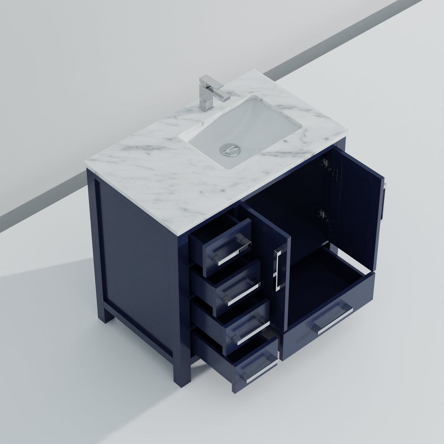 Jacques 36 in. W x 22 in. D Right Offset Navy Blue Bath Vanity