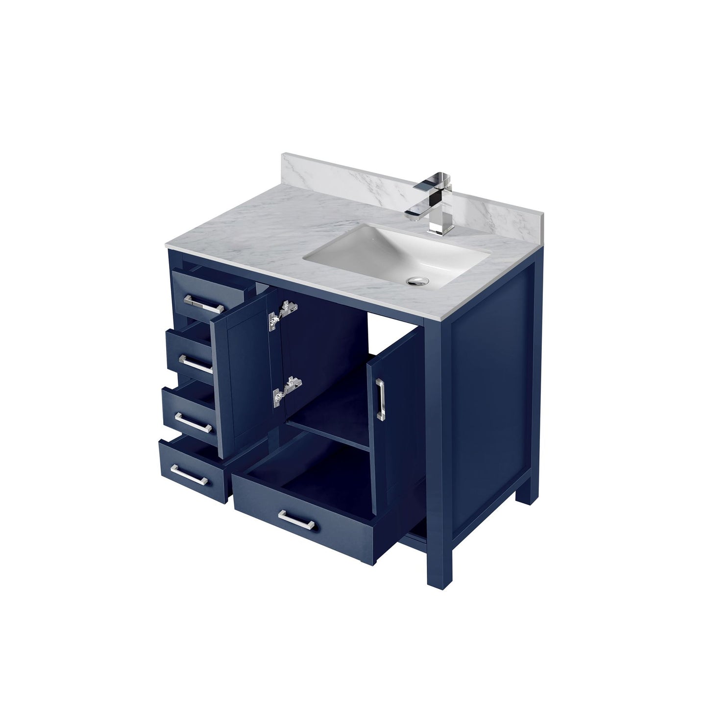 Jacques 36 in. W x 22 in. D Right Offset Navy Blue Bath Vanity