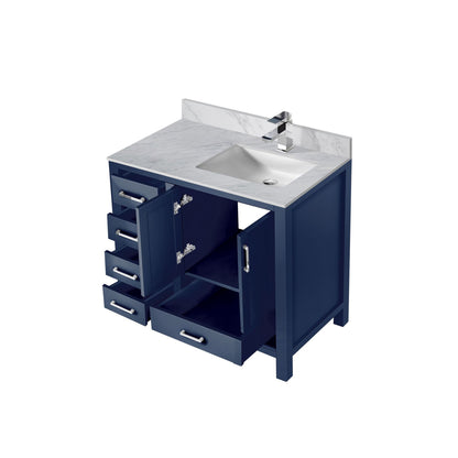 Jacques 36 in. W x 22 in. D Right Offset Navy Blue Bath Vanity