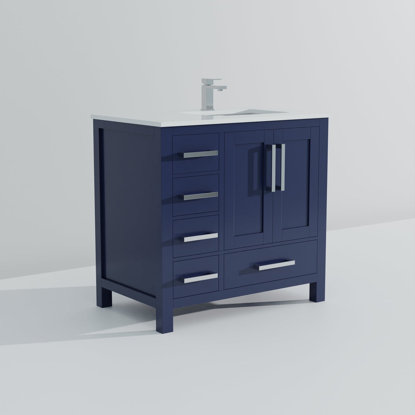 Jacques 36 in. W x 22 in. D Right Offset Navy Blue Bath Vanity