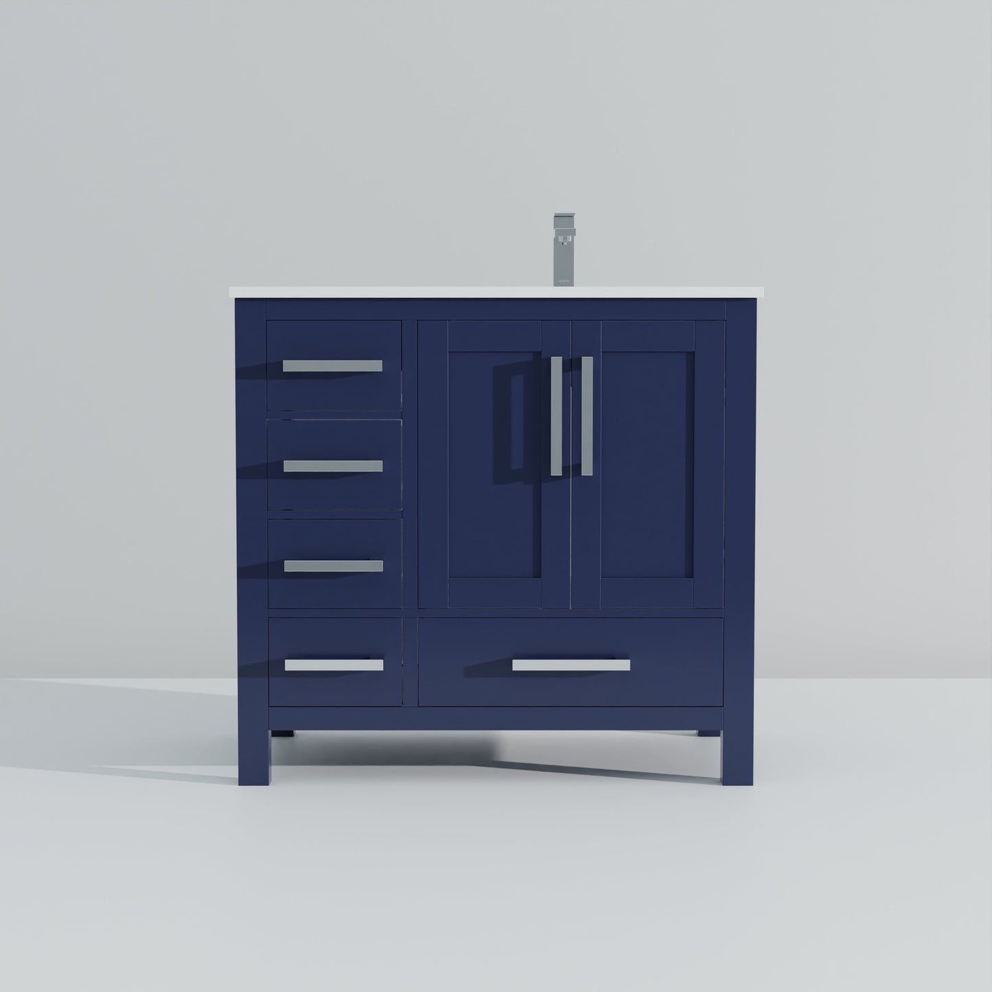 Jacques 36 in. W x 22 in. D Right Offset Navy Blue Bath Vanity