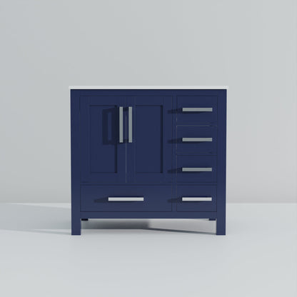Lexora Jacques 36" Navy Blue Left-Offset Bathroom Vanity