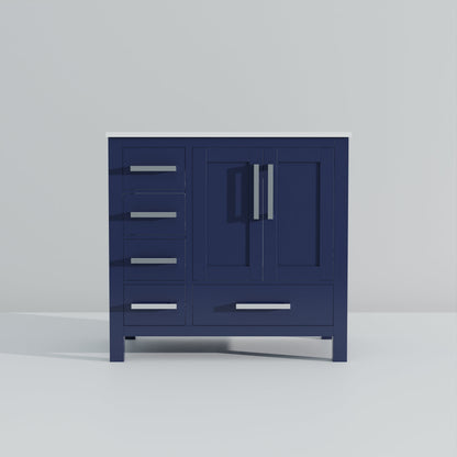 Jacques 36 in. W x 22 in. D Right Offset Navy Blue Bath Vanity