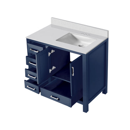 Jacques 36 in. W x 22 in. D Right Offset Navy Blue Bath Vanity
