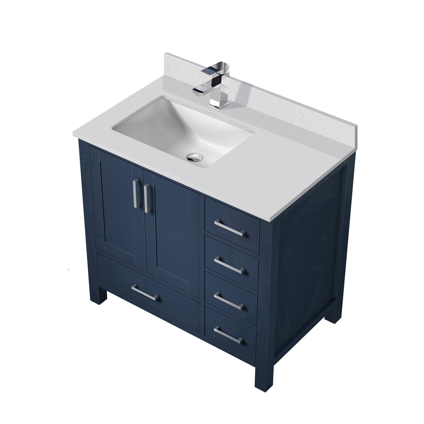 Lexora Jacques 36" Navy Blue Left-Offset Bathroom Vanity