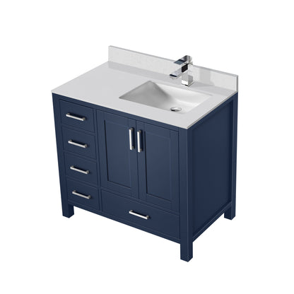 Jacques 36 in. W x 22 in. D Right Offset Navy Blue Bath Vanity