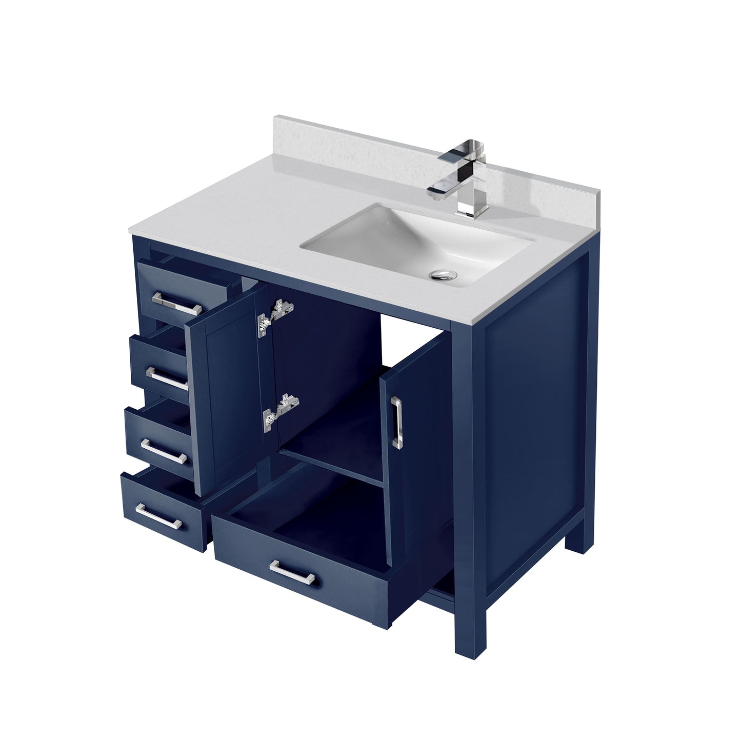 Jacques 36 in. W x 22 in. D Right Offset Navy Blue Bath Vanity
