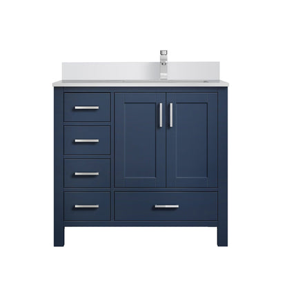 Jacques 36 in. W x 22 in. D Right Offset Navy Blue Bath Vanity
