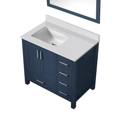 Lexora Jacques 36" Navy Blue Left-Offset Bathroom Vanity