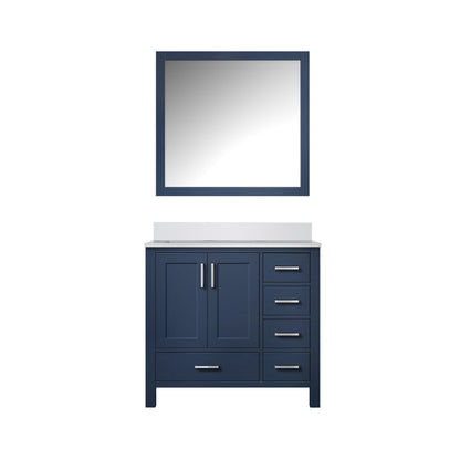 Lexora Jacques 36" Navy Blue Left-Offset Bathroom Vanity