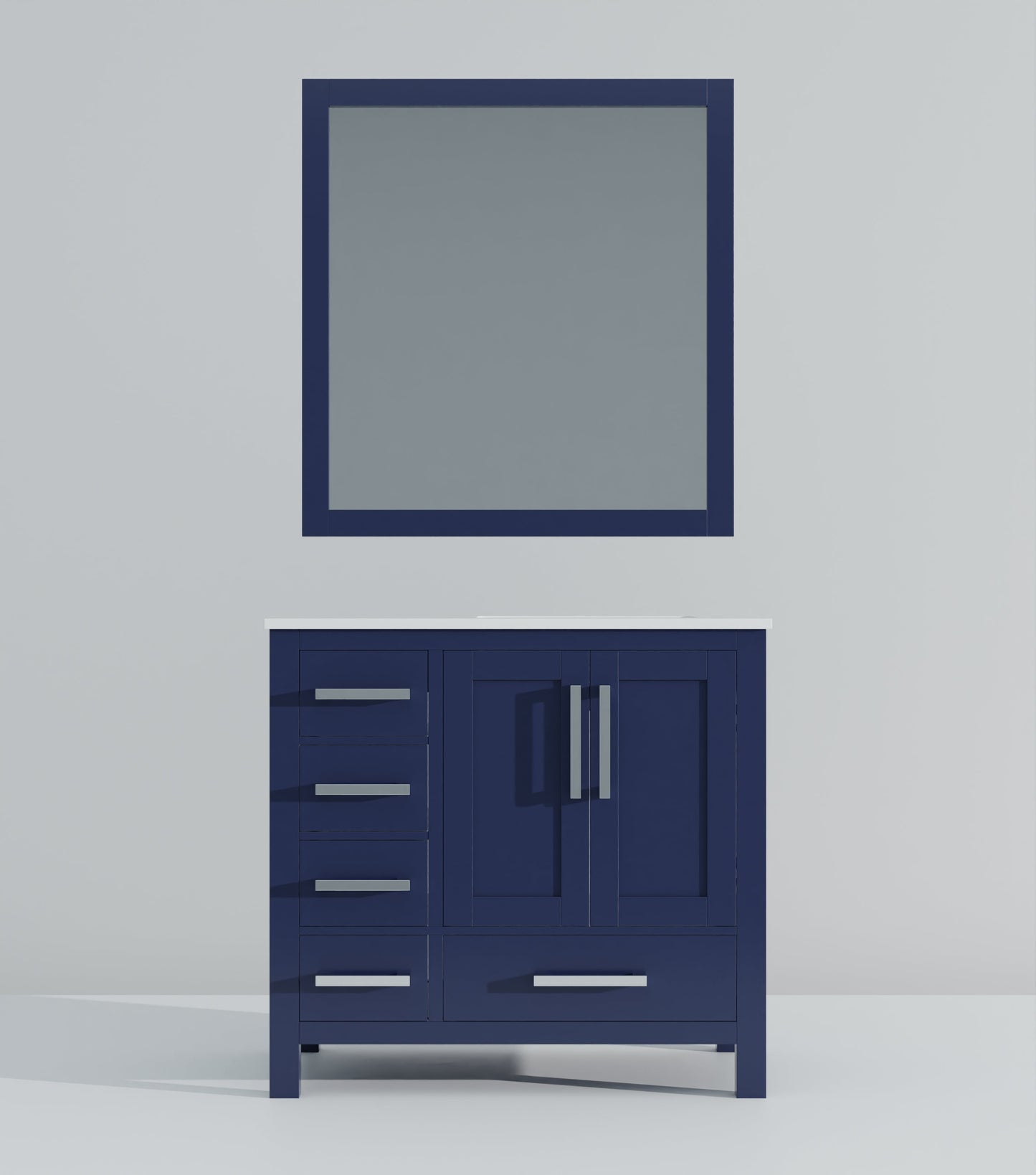 Jacques 36 in. W x 22 in. D Right Offset Navy Blue Bath Vanity