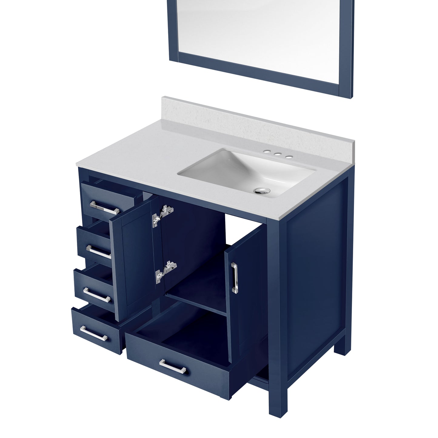 Jacques 36 in. W x 22 in. D Right Offset Navy Blue Bath Vanity