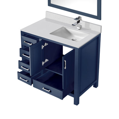Jacques 36 in. W x 22 in. D Right Offset Navy Blue Bath Vanity