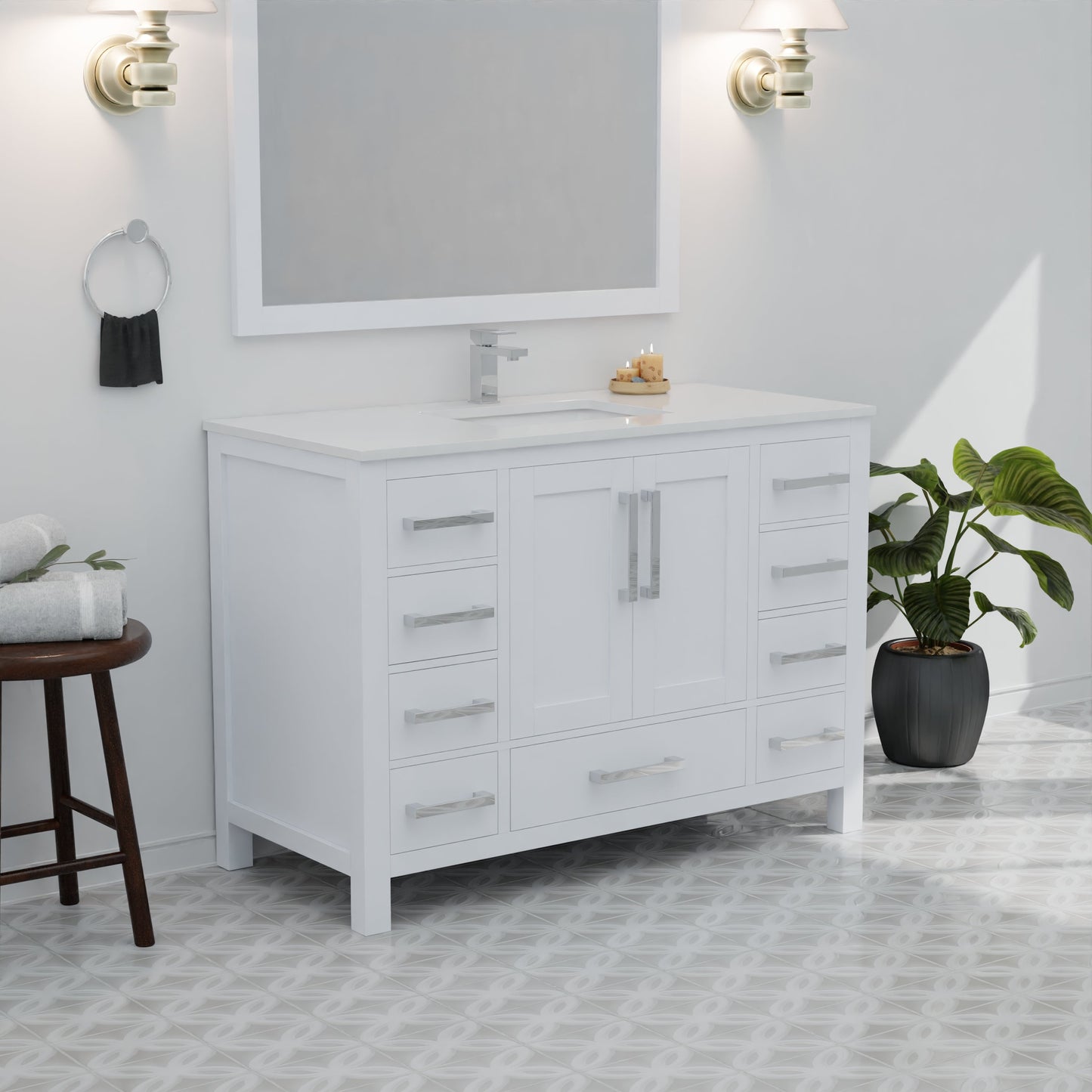 Jacques 48 in. W x 22 in. D White Bath Vanity
