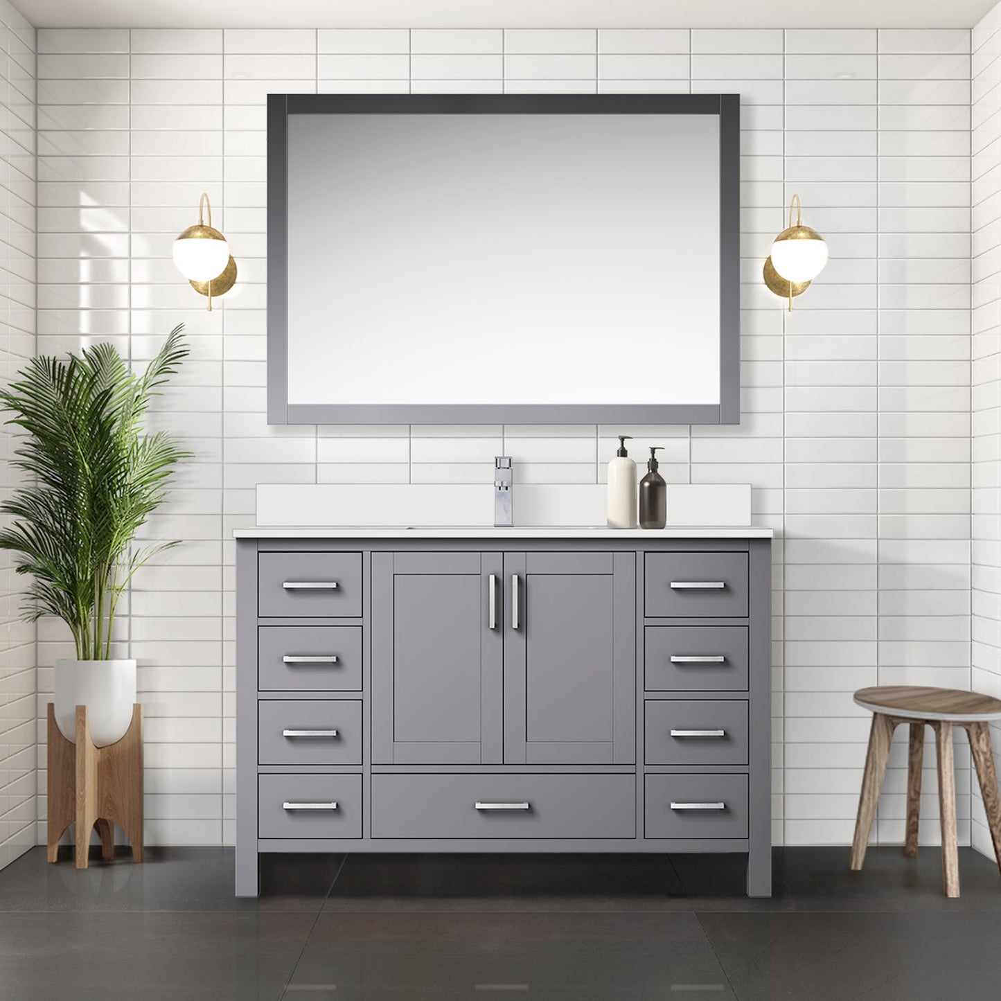 Jacques 48 in. W x 22 in. D Dark Grey Bath Vanity and Cultured Marble Top