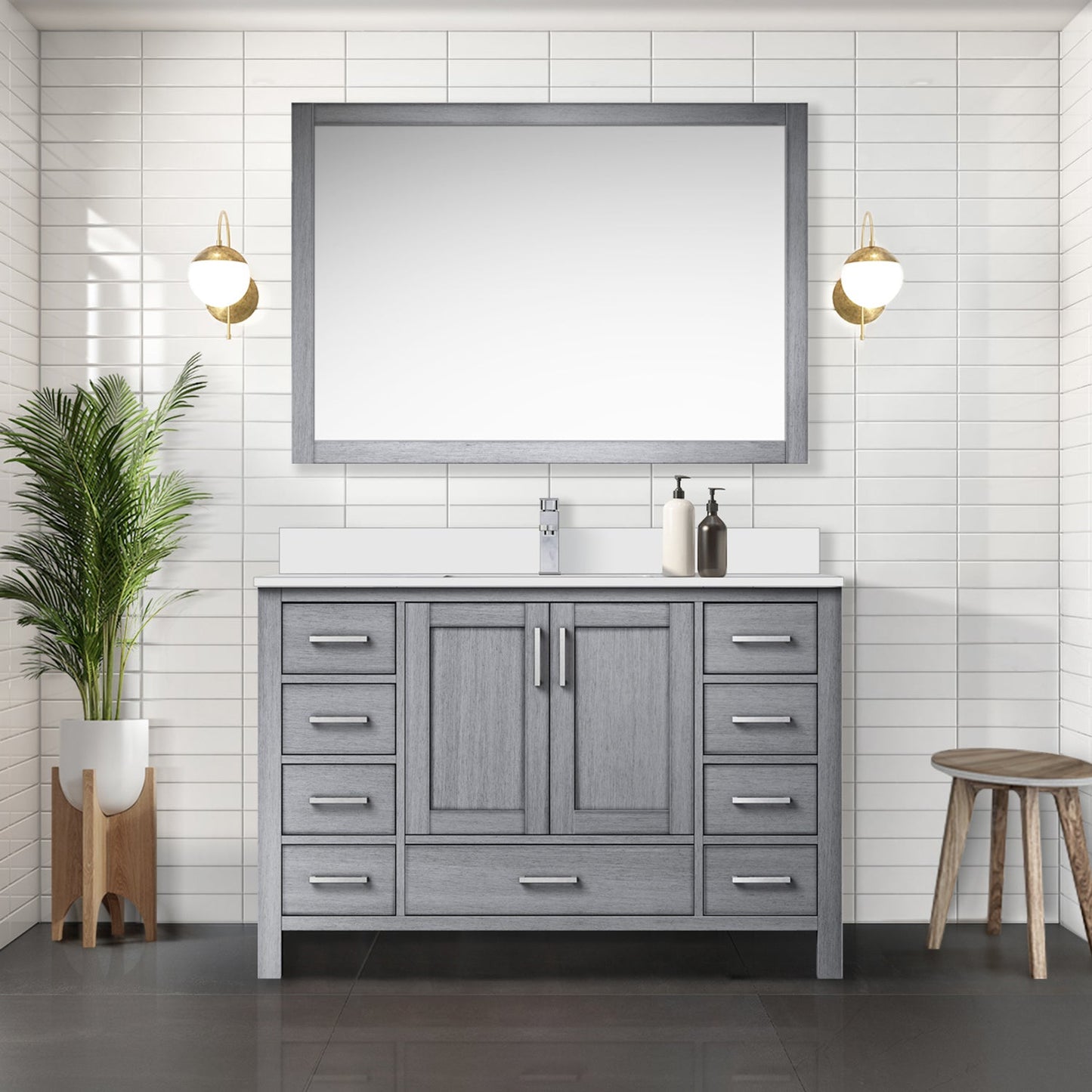 Jacques 48 in. W x 22 in. D Distressed Grey Bath Vanity and Cultured Marble Top