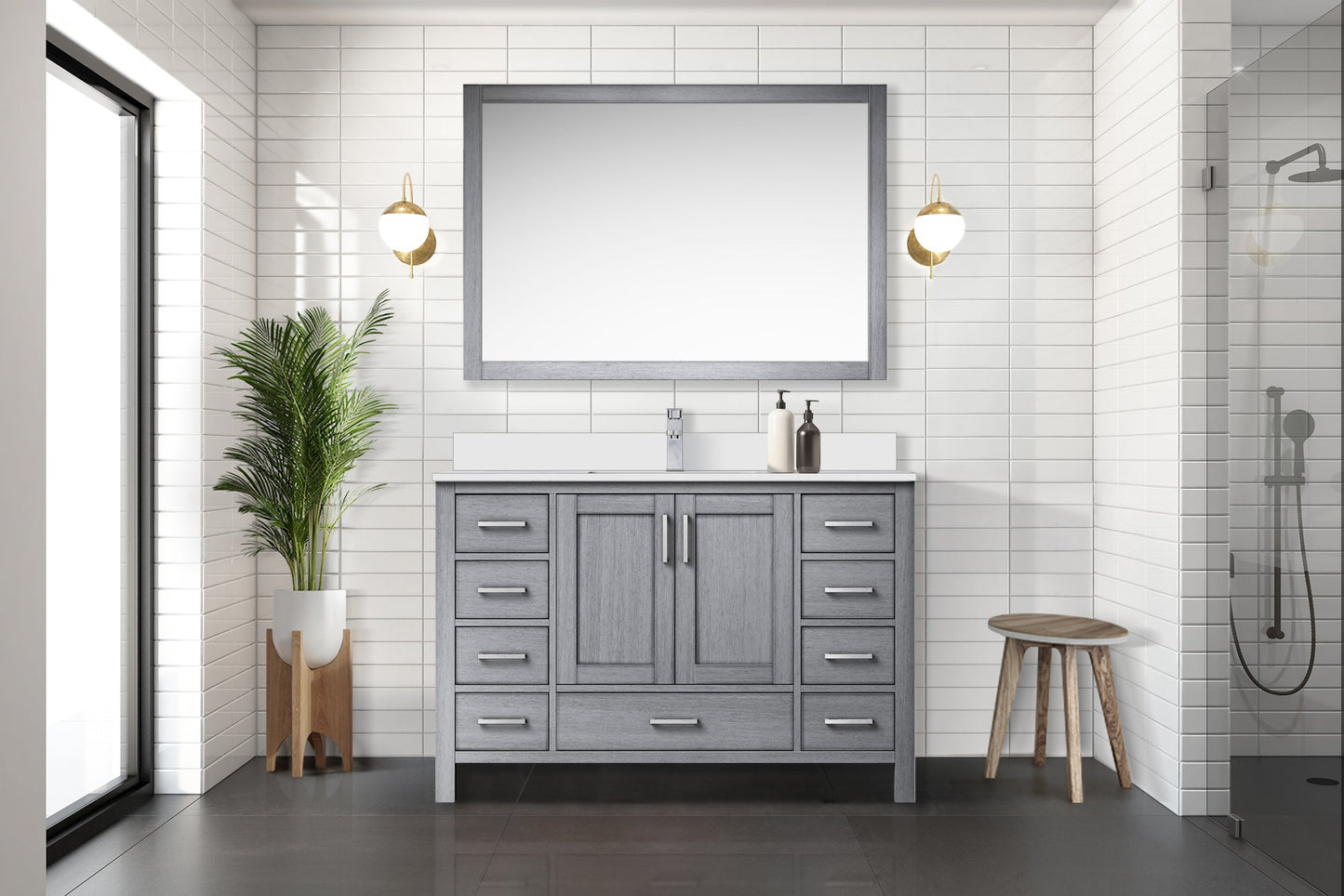 Jacques 48 in. W x 22 in. D Distressed Grey Bath Vanity and Cultured Marble Top