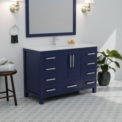 Jacques 48 in. W x 22 in. D Navy Blue Bath Vanity and Cultured Marble Top