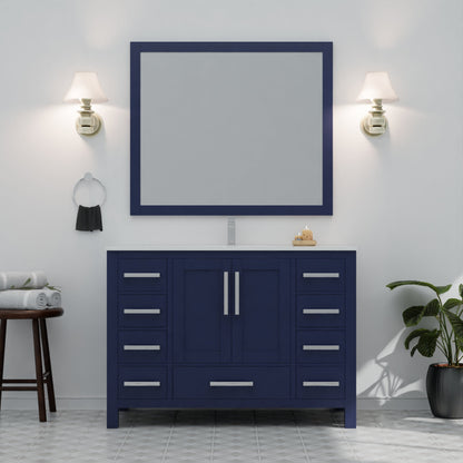 Jacques 48 in. W x 22 in. D Navy Blue Bath Vanity and Cultured Marble Top