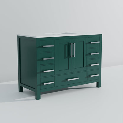 Jacques 48 in. W x 22 in. D Green Bath Vanity and Cultured Marble Top