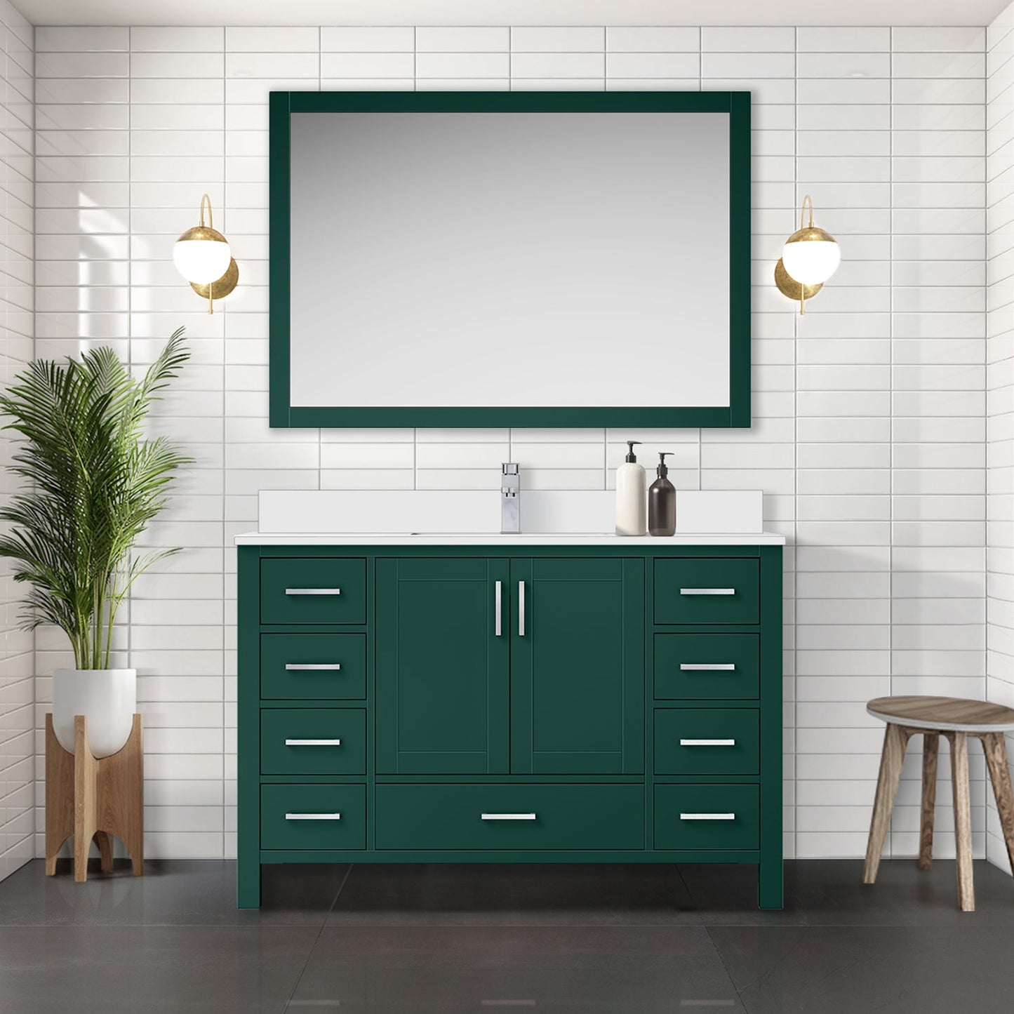 Jacques 48 in. W x 22 in. D Green Bath Vanity and Cultured Marble Top