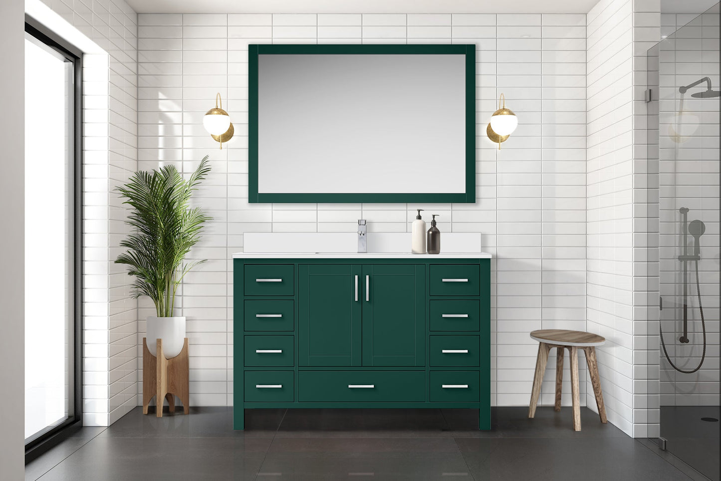 Jacques 48 in. W x 22 in. D Green Bath Vanity and Cultured Marble Top