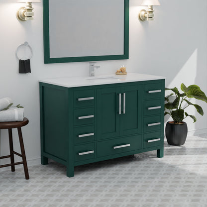Jacques 48 in. W x 22 in. D Green Bath Vanity and Cultured Marble Top