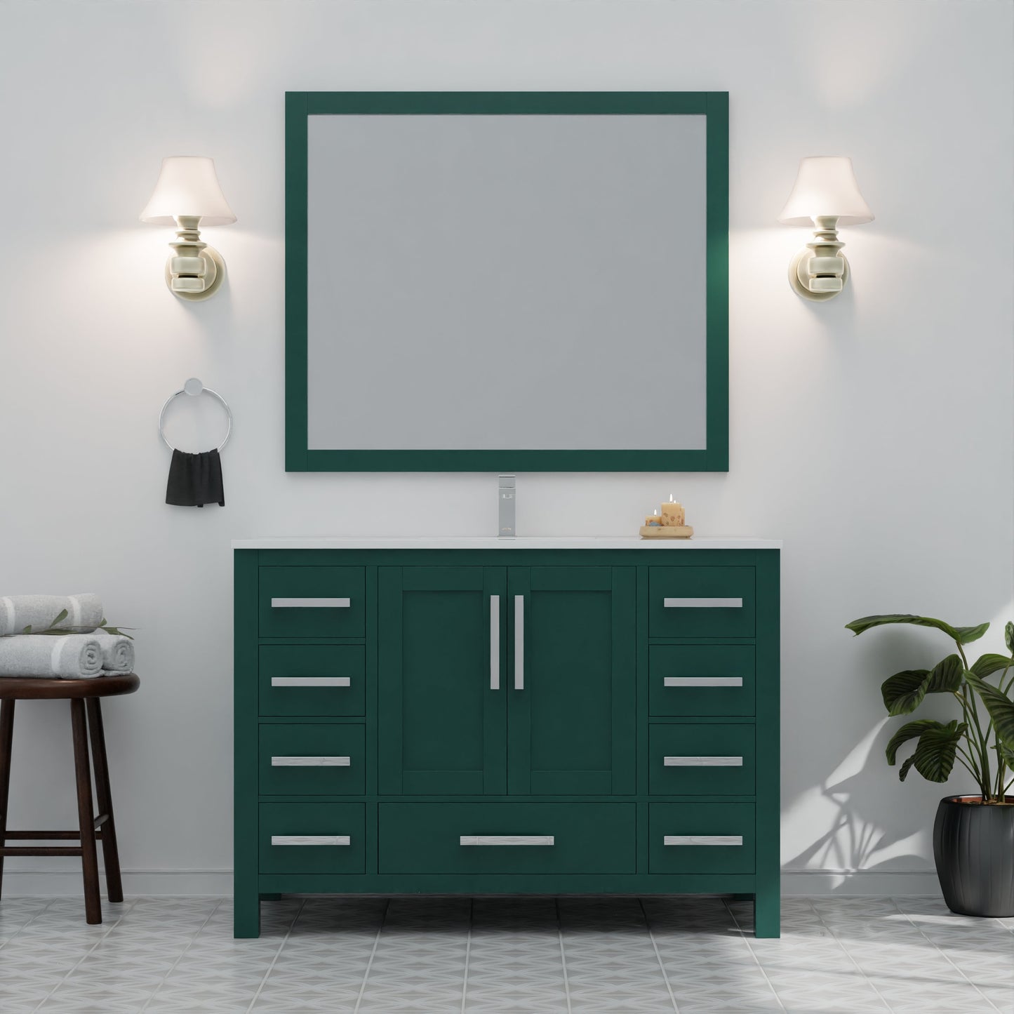 Jacques 48 in. W x 22 in. D Green Bath Vanity and Cultured Marble Top