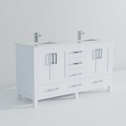 Jacques 60 in. W x 22 in. D White Double Bath Vanity