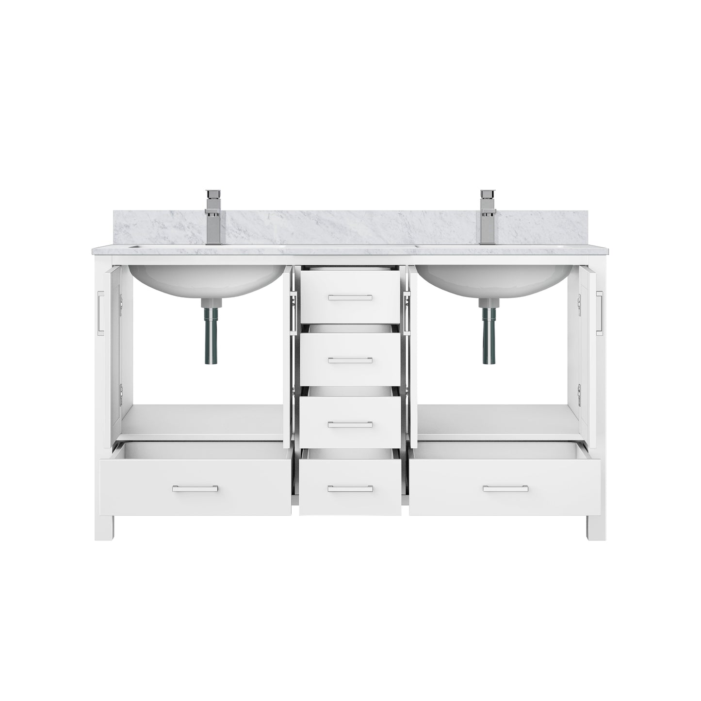 Jacques 60 in. W x 22 in. D White Double Bath Vanity