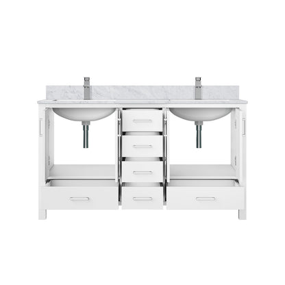 Jacques 60 in. W x 22 in. D White Double Bath Vanity