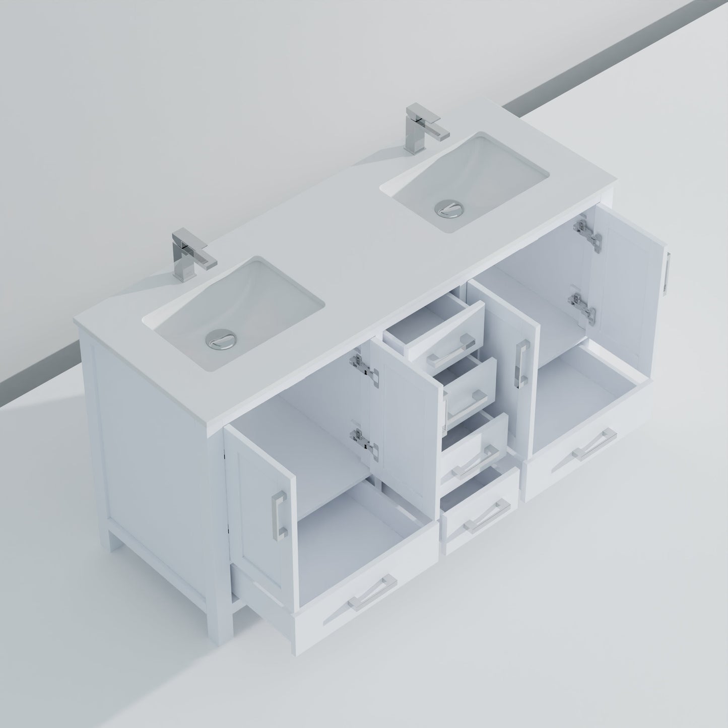 Jacques 60 in. W x 22 in. D White Double Bath Vanity