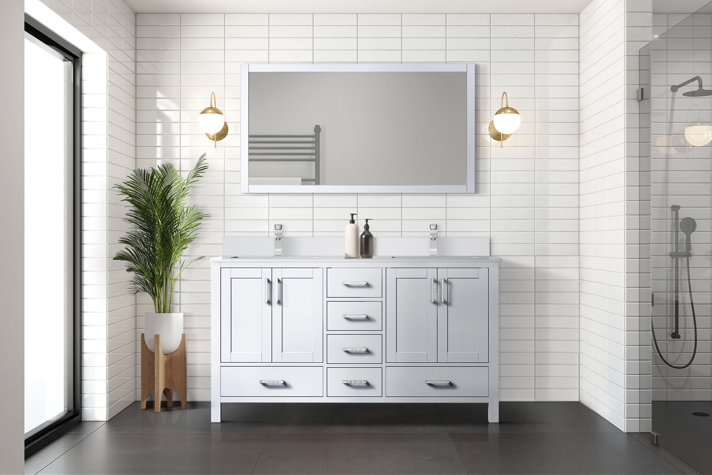 Jacques 60 in. W x 22 in. D White Bath Vanity